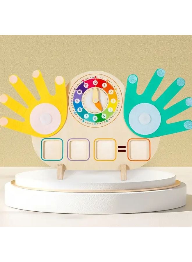Wooden Clock And Finger Counting 2 In 1 Educational Toy With Math And Time Cards For Kids 3 6 Years - Image 5